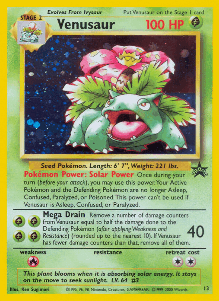 Venusaur #13 from Wizards Black Star Promos - Promo - Illustrated by Ken Sugimori