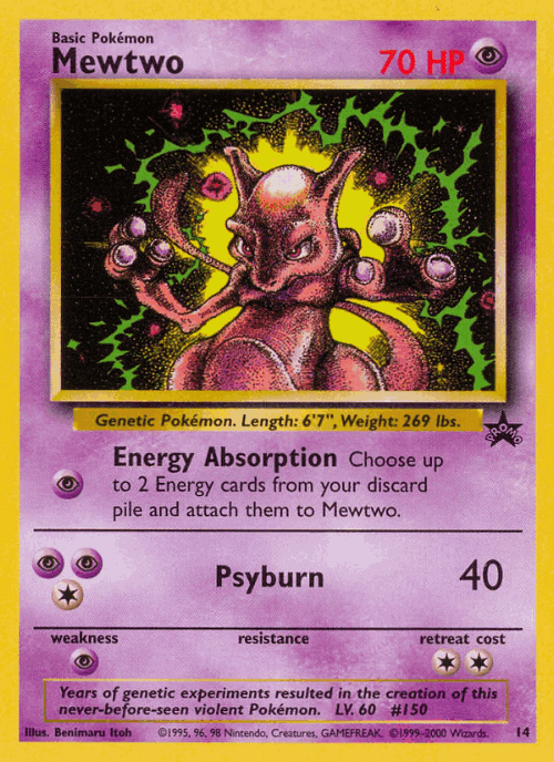 Mewtwo #14 from Wizards Black Star Promos - Promo - Illustrated by Benimaru Itoh