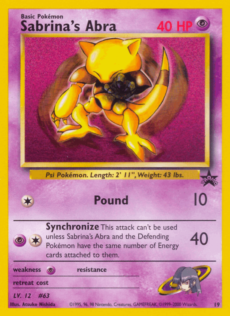 Sabrina's Abra #19 from Wizards Black Star Promos - Promo - Illustrated by Atsuko Nishida