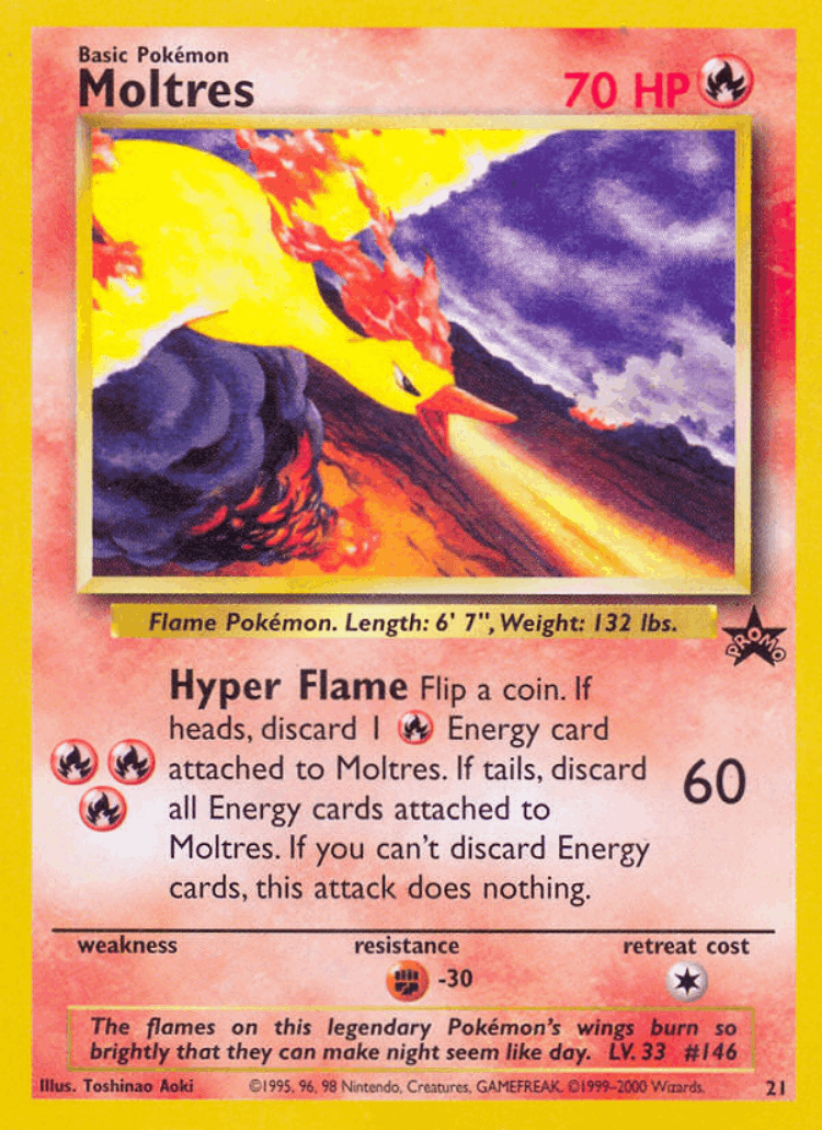 Moltres #21 from Wizards Black Star Promos - Promo - Illustrated by Toshinao Aoki