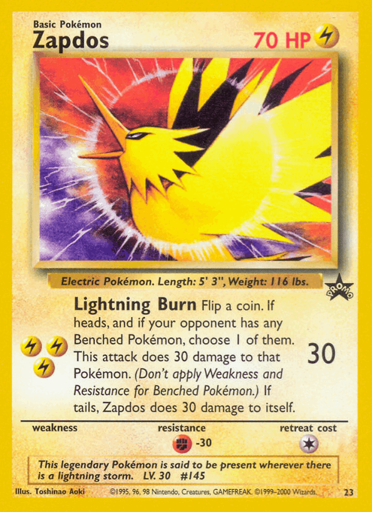 Zapdos #23 from Wizards Black Star Promos - Promo - Illustrated by Toshinao Aoki