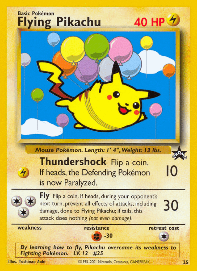 Flying Pikachu #25 from Wizards Black Star Promos - Promo - Illustrated by Toshinao Aoki