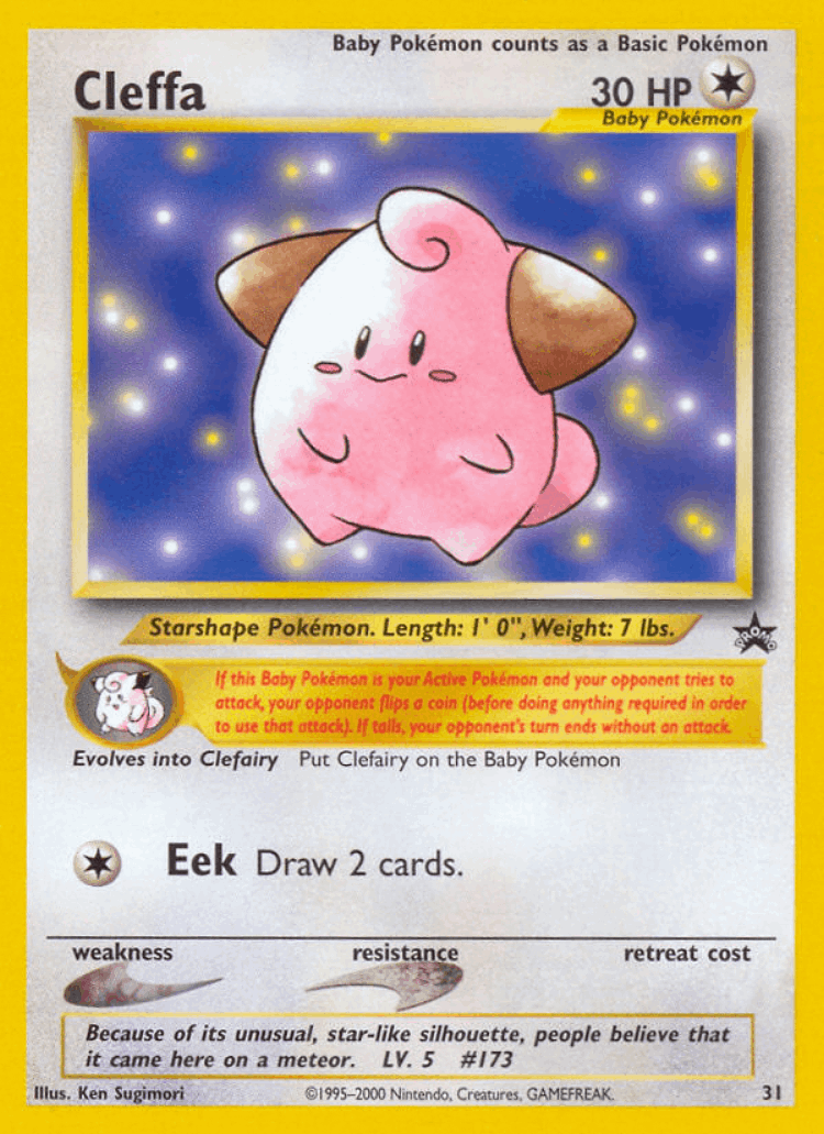 Cleffa #31 from Wizards Black Star Promos - Promo - Illustrated by Ken Sugimori