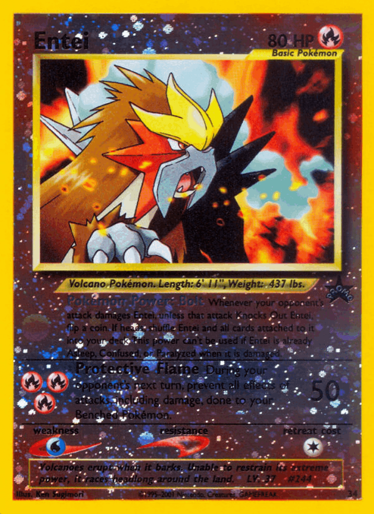 Entei #34 from Wizards Black Star Promos - Promo - Illustrated by Ken Sugimori