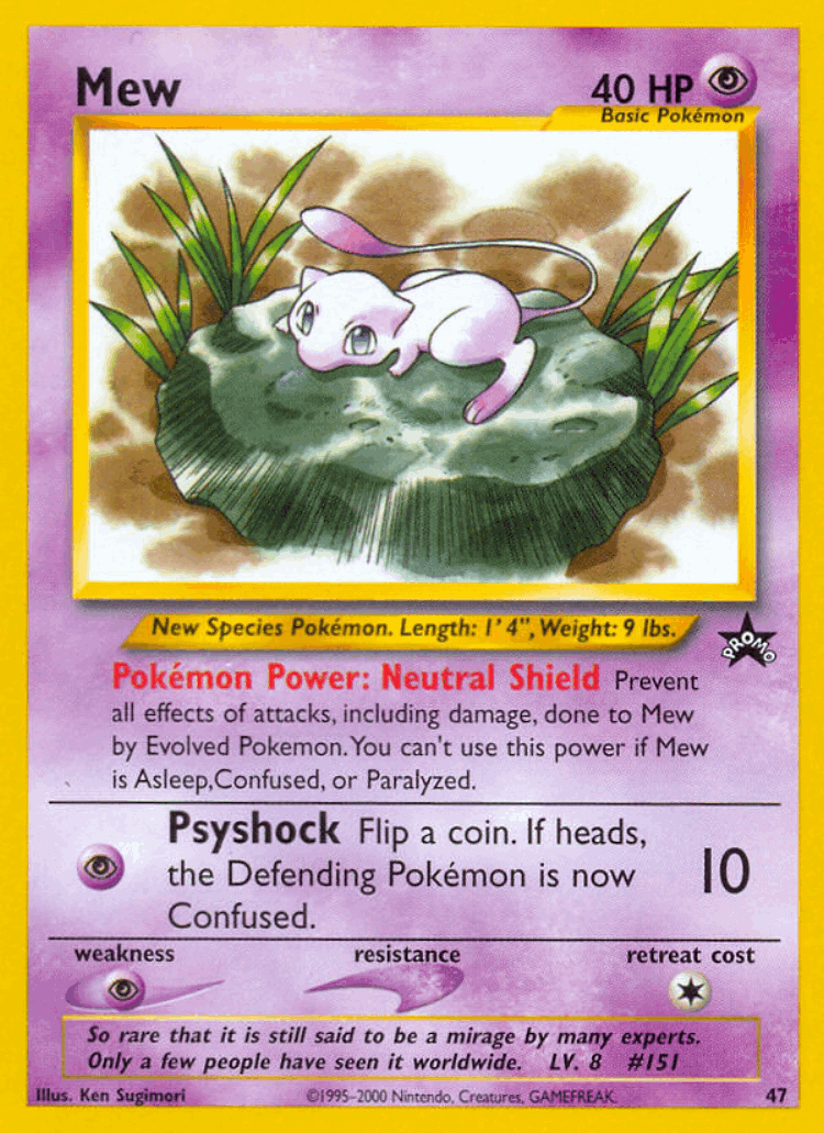 Mew #47 from Wizards Black Star Promos - Promo - Illustrated by Ken Sugimori