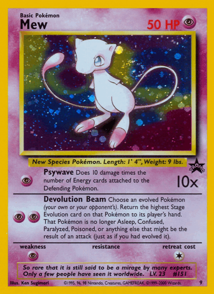 Mew #9 from Wizards Black Star Promos - Promo - Illustrated by Ken Sugimori