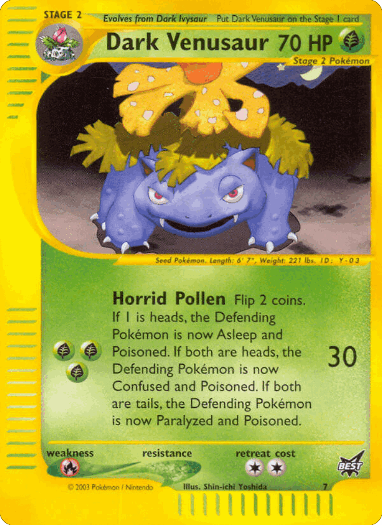 Dark Venusaur #7 from Best of Game - Promo - Illustrated by Shin-ichi Yoshida