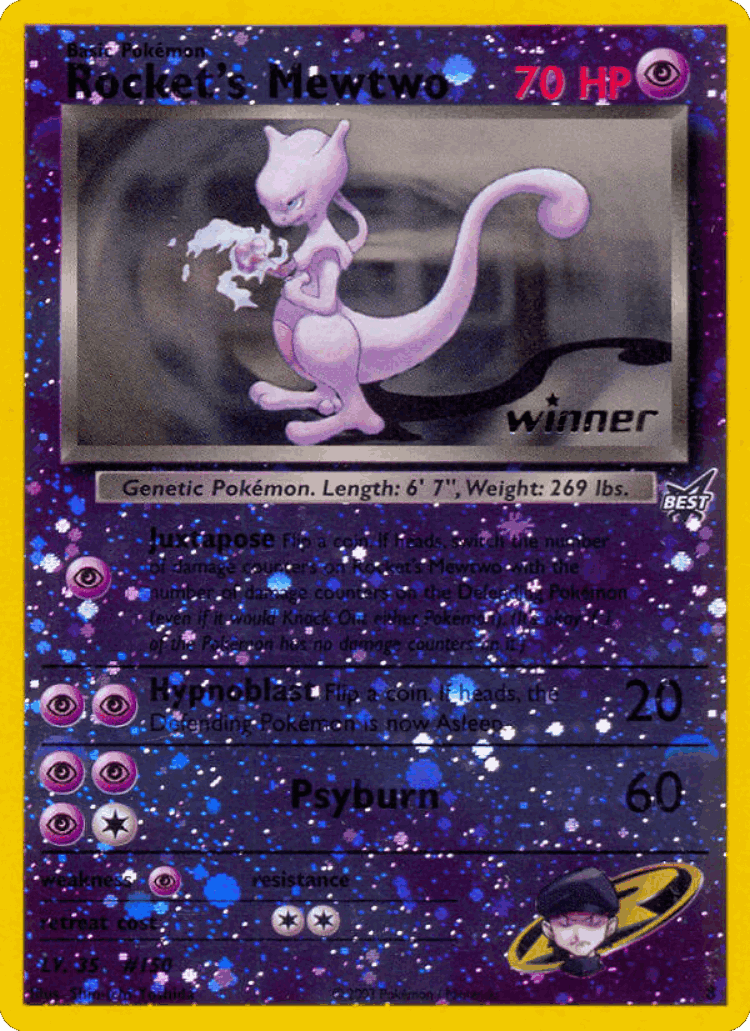 Rocket's Mewtwo #8 from Best of Game - Promo - Illustrated by Shin-ichi Yoshida