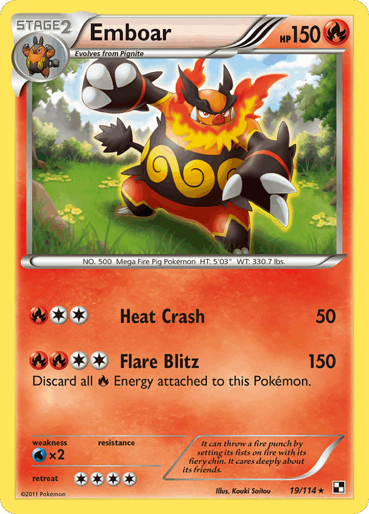 Emboar #19 from Black & White - Rare Holo - Illustrated by Kouki Saitou