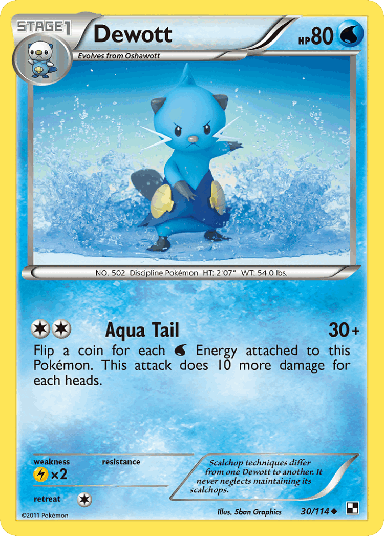 Dewott #30 from Black & White - Uncommon - Illustrated by 5ban Graphics