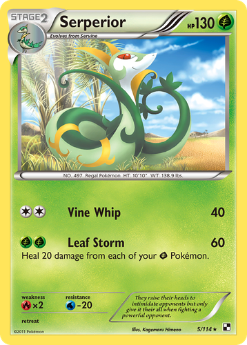 Serperior #5 from Black & White - Rare Holo - Illustrated by Kagemaru Himeno