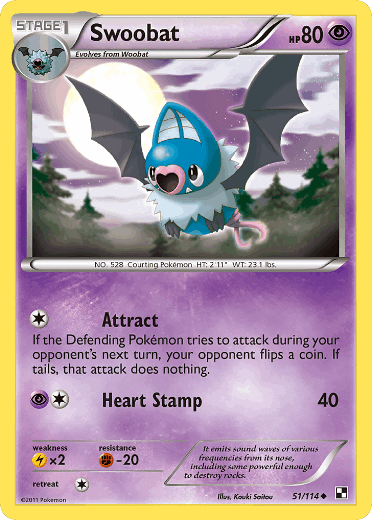 Swoobat #51 from Black & White - Uncommon - Illustrated by Kouki Saitou