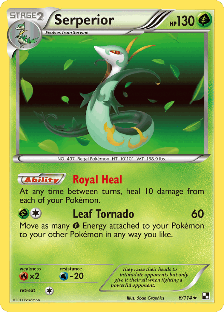 Serperior #6 from Black & White - Rare Holo - Illustrated by 5ban Graphics