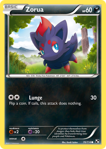 Zorua #70 from Black & White - Common - Illustrated by Kouki Saitou