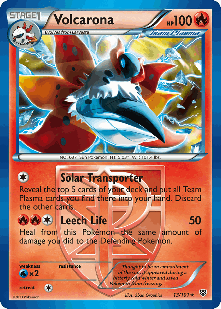 Volcarona #13 from Plasma Blast - Rare - Illustrated by 5ban Graphics