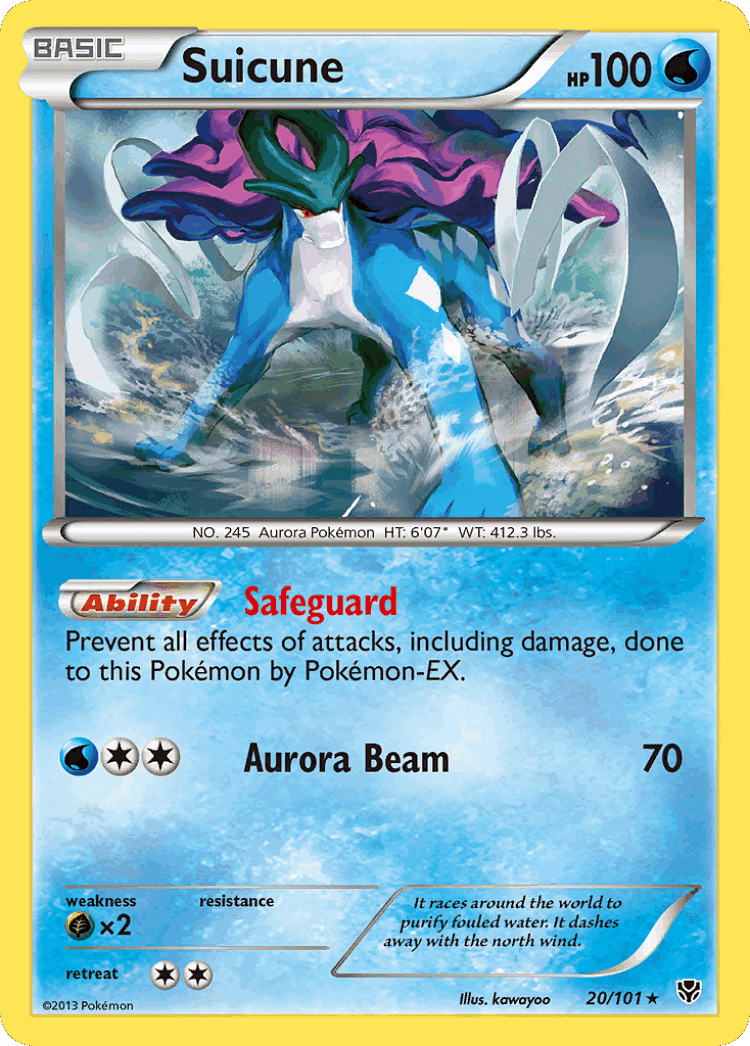 Suicune #20 from Plasma Blast - Rare - Illustrated by kawayoo