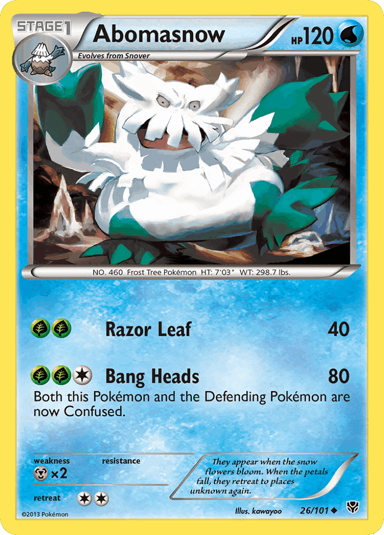 Abomasnow #26 from Plasma Blast - Uncommon - Illustrated by kawayoo