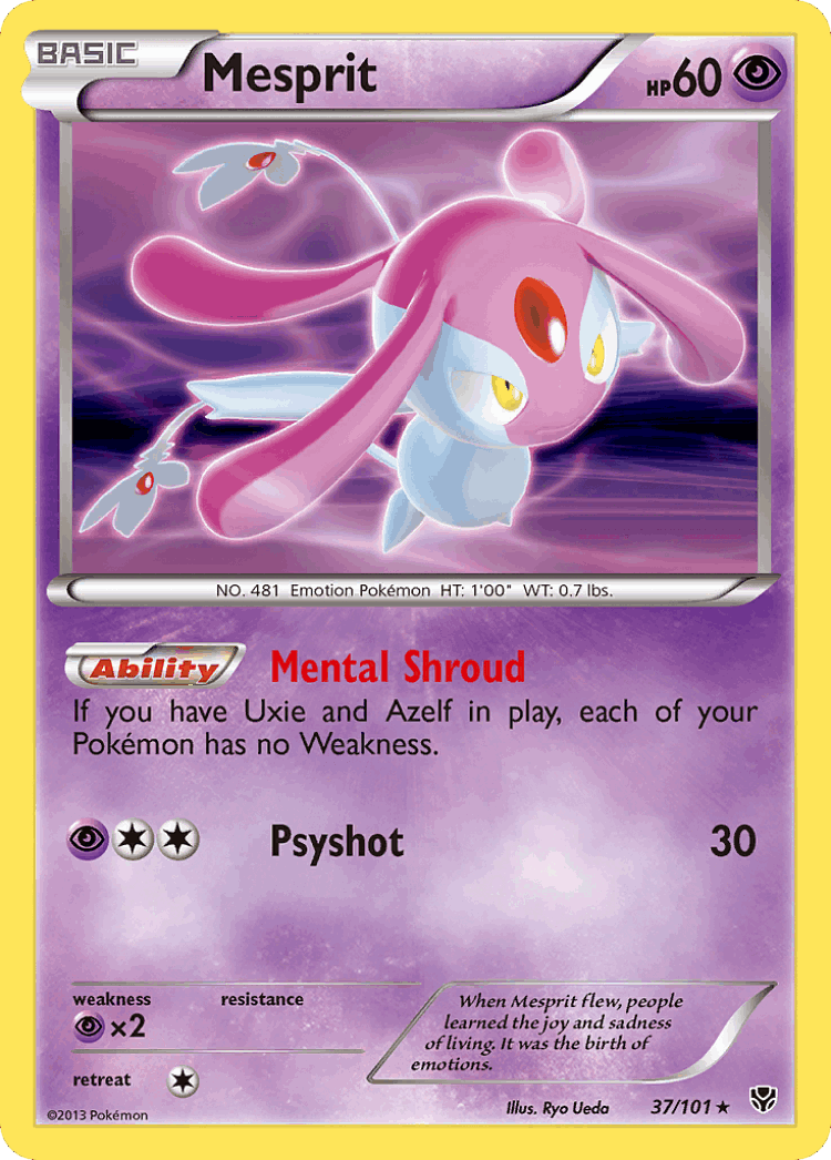 Mesprit #37 from Plasma Blast - Rare Holo - Illustrated by Ryo Ueda