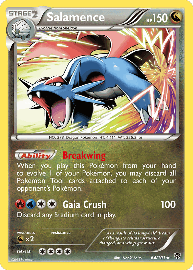 Salamence #64 from Plasma Blast - Rare Holo - Illustrated by Naoki Saito