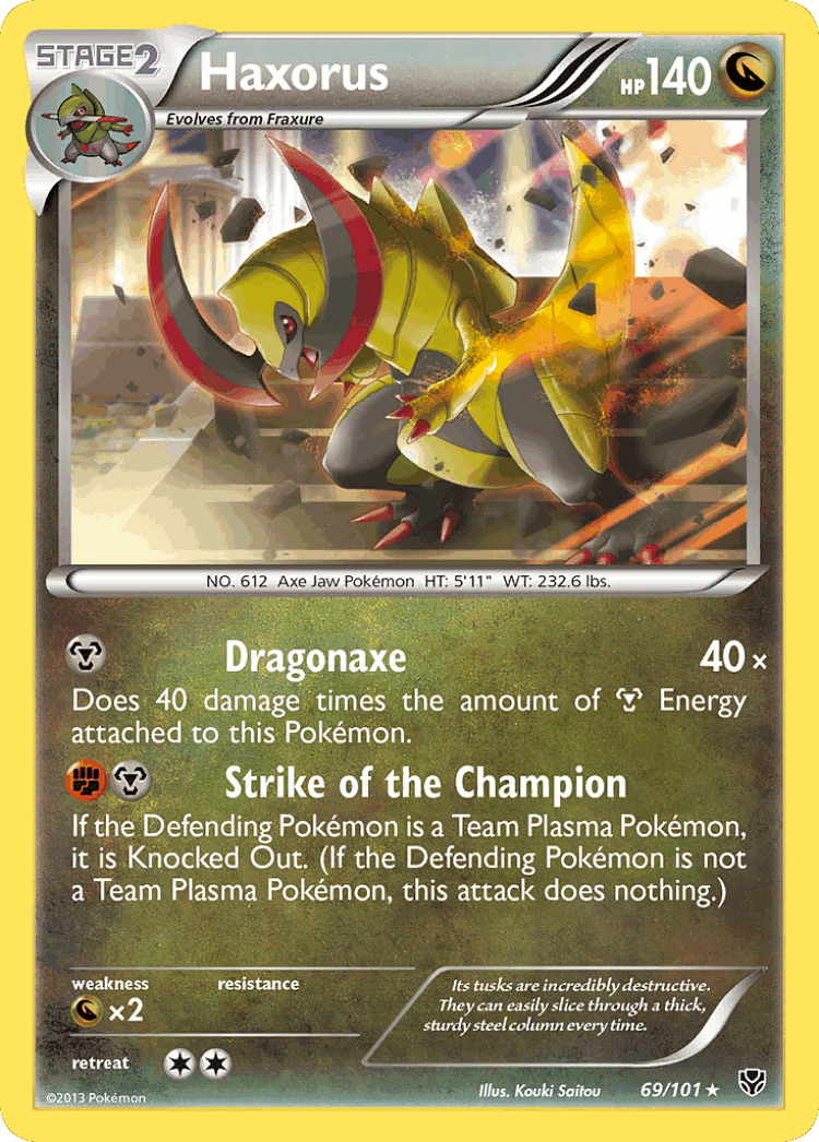 Haxorus #69 from Plasma Blast - Rare Holo - Illustrated by Kouki Saitou