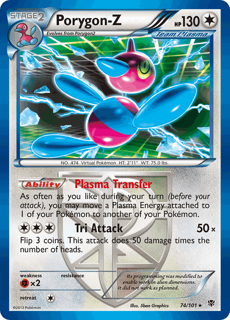 Porygon-Z #74 from Plasma Blast - Rare Holo - Illustrated by 5ban Graphics