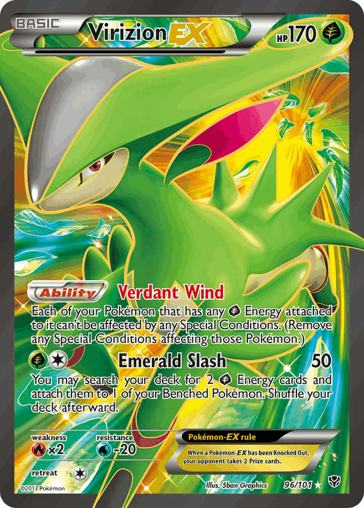 Virizion-EX #96 from Plasma Blast - Rare Ultra - Illustrated by Ryo Ueda