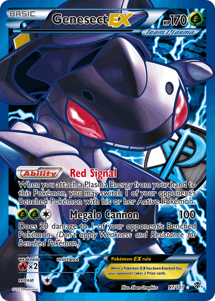 Genesect-EX #97 from Plasma Blast - Rare Ultra - Illustrated by 5ban Graphics
