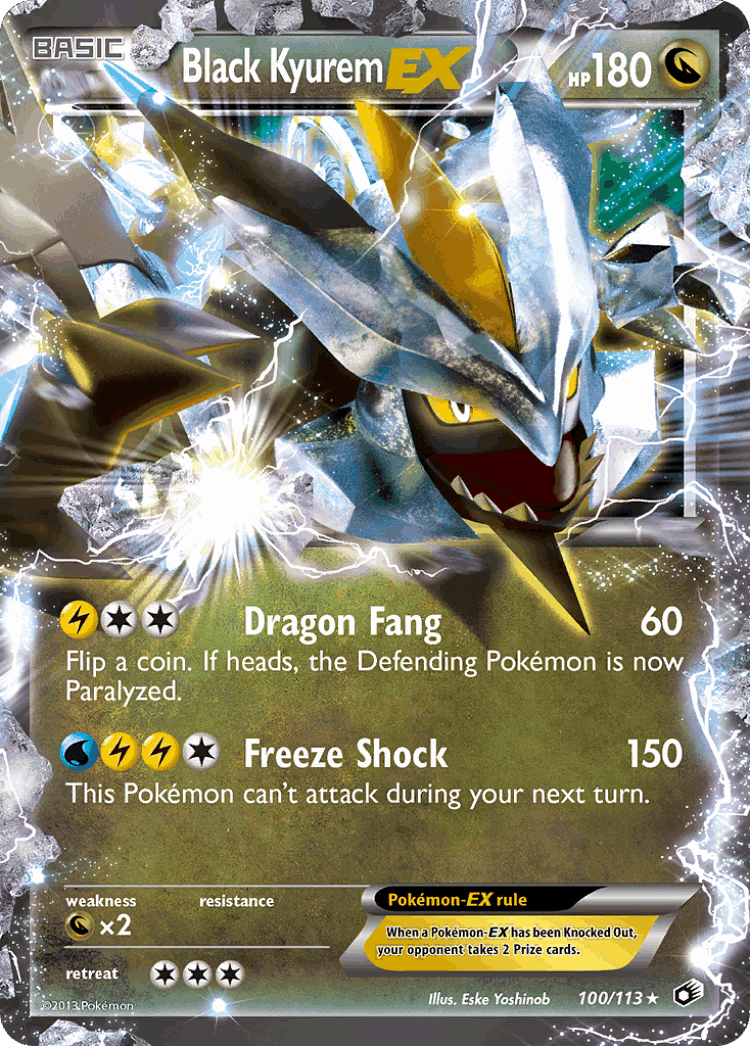 Black Kyurem-EX #100 from Legendary Treasures - Rare Holo EX - Illustrated by Eske Yoshinob