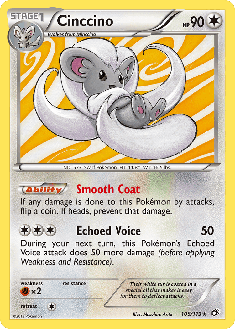 Cinccino #105 from Legendary Treasures - Rare Holo - Illustrated by Mitsuhiro Arita