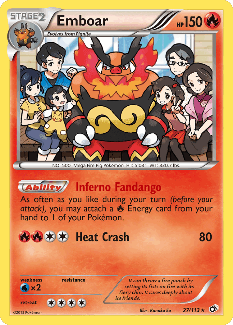 Emboar #27 from Legendary Treasures - Rare Holo - Illustrated by Kanako Eo