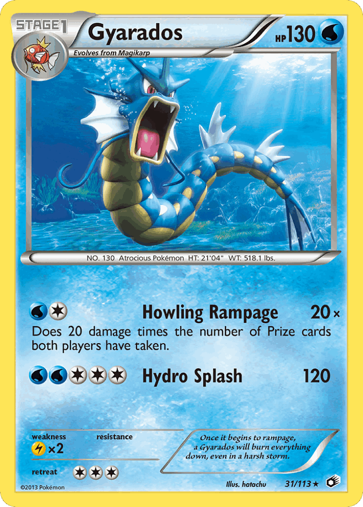 Gyarados #31 from Legendary Treasures - Rare - Illustrated by hatachu