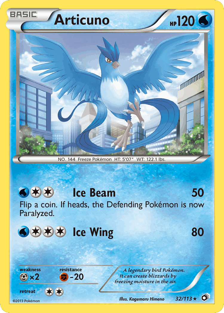 Articuno #32 from Legendary Treasures - Rare Holo - Illustrated by Kagemaru Himeno
