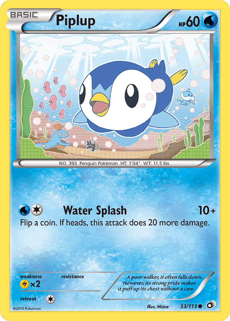 Piplup #33 from Legendary Treasures - Common - Illustrated by Mizue