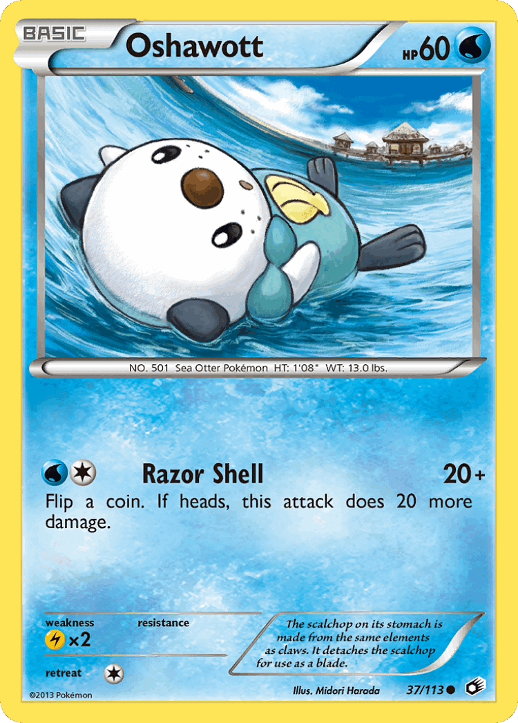 Oshawott #37 from Legendary Treasures - Common - Illustrated by Midori Harada