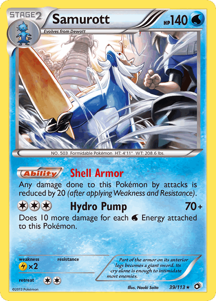 Samurott #39 from Legendary Treasures - Rare Holo - Illustrated by Naoki Saito
