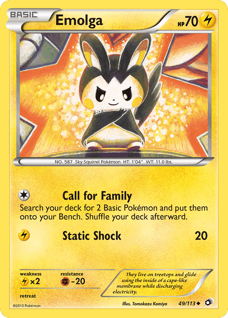 Emolga #49 from Legendary Treasures - Uncommon - Illustrated by Tomokazu Komiya
