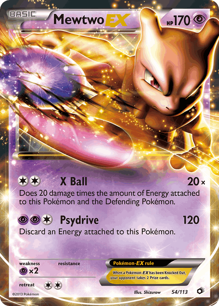 Mewtwo-EX #54 from Legendary Treasures - Rare Holo EX - Illustrated by Shizurow
