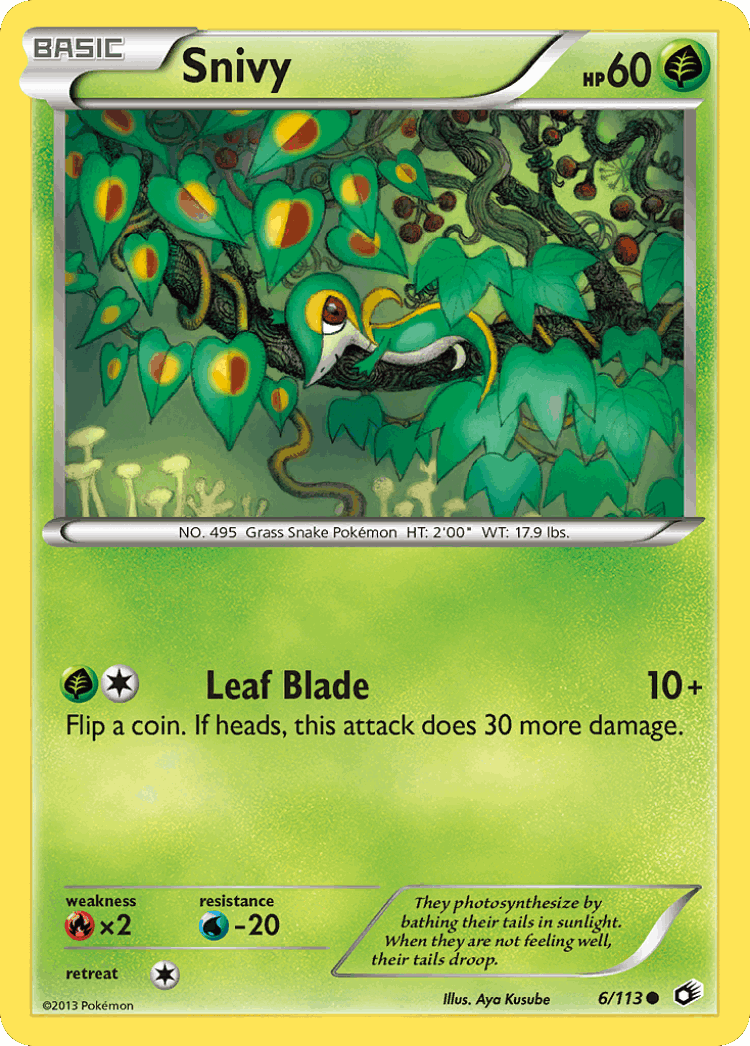 Snivy #6 from Legendary Treasures - Common - Illustrated by Aya Kusube