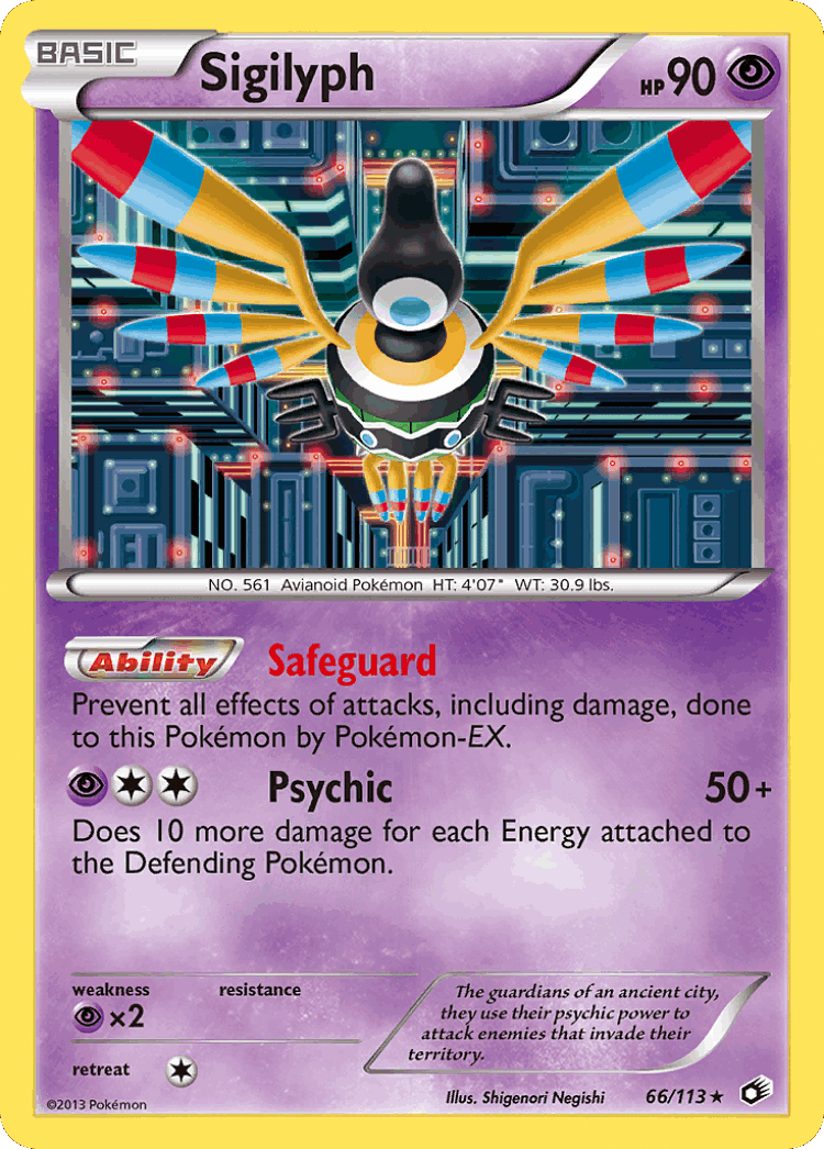Sigilyph #66 from Legendary Treasures - Rare Holo - Illustrated by Shigenori Negishi