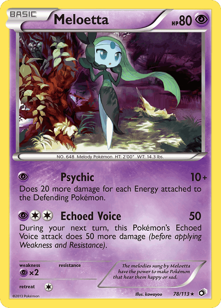Meloetta #78 from Legendary Treasures - Rare Holo - Illustrated by kawayoo