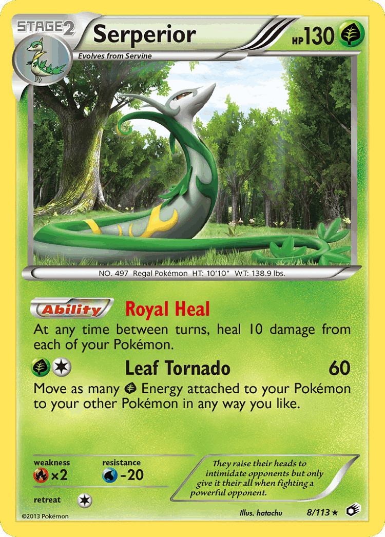 Serperior #8 from Legendary Treasures - Rare Holo - Illustrated by hatachu