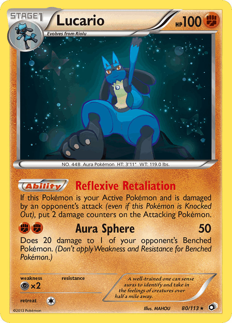 Lucario #80 from Legendary Treasures - Rare Holo - Illustrated by MAHOU