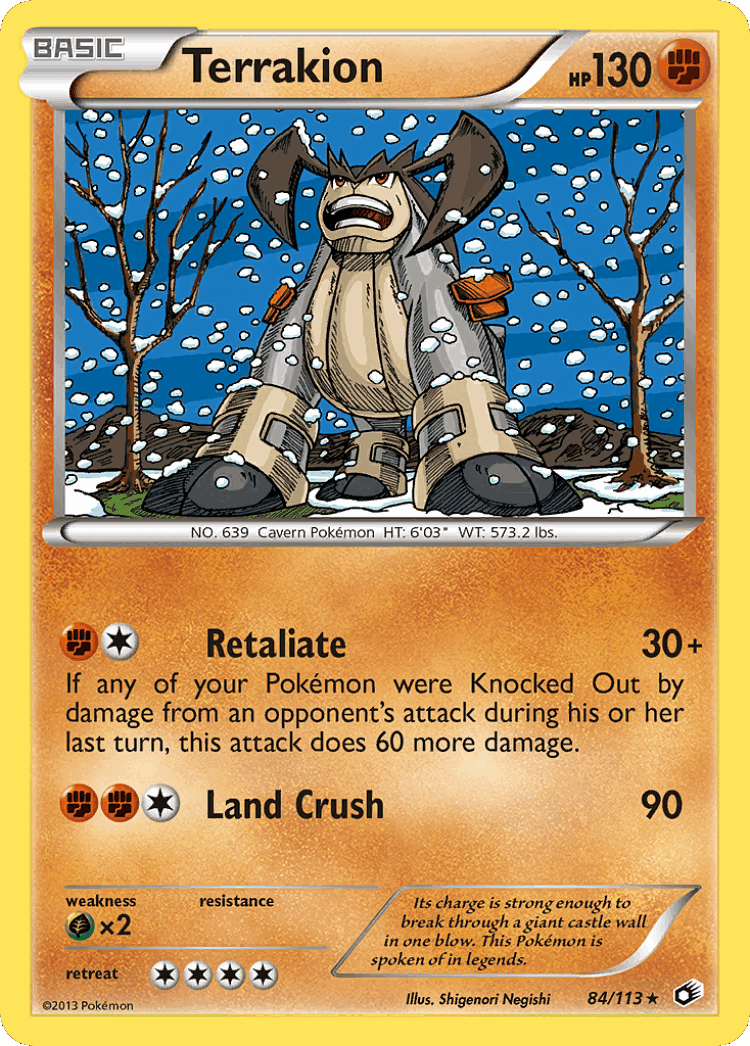 Terrakion #84 from Legendary Treasures - Rare Holo - Illustrated by Shigenori Negishi