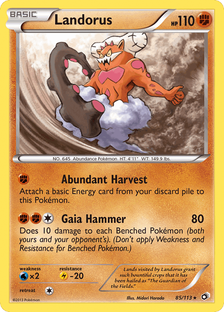Landorus #85 from Legendary Treasures - Rare Holo - Illustrated by Midori Harada