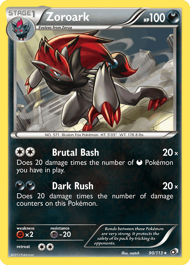 Zoroark #90 from Legendary Treasures - Rare Holo - Illustrated by match