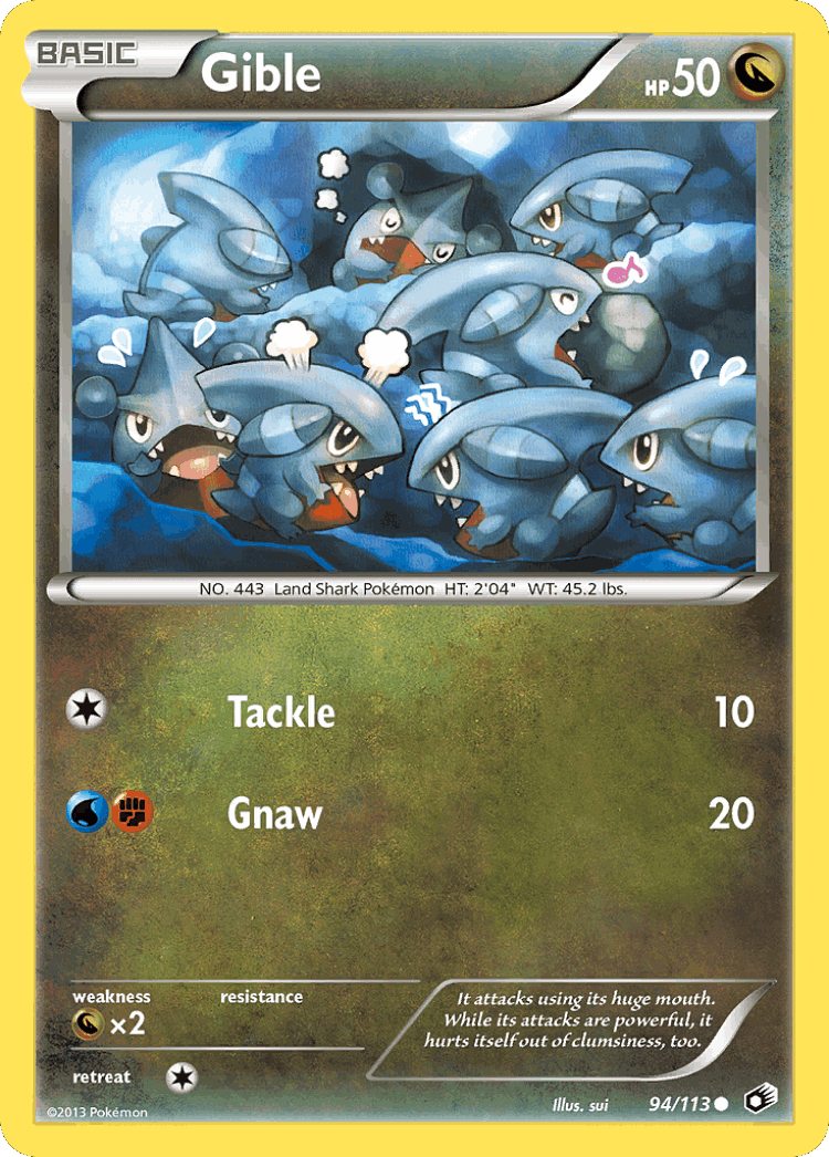 Gible #94 from Legendary Treasures - Common - Illustrated by sui
