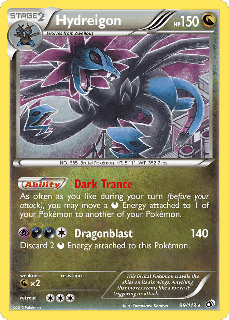 Hydreigon #99 from Legendary Treasures - Rare Holo - Illustrated by Tomokazu Komiya