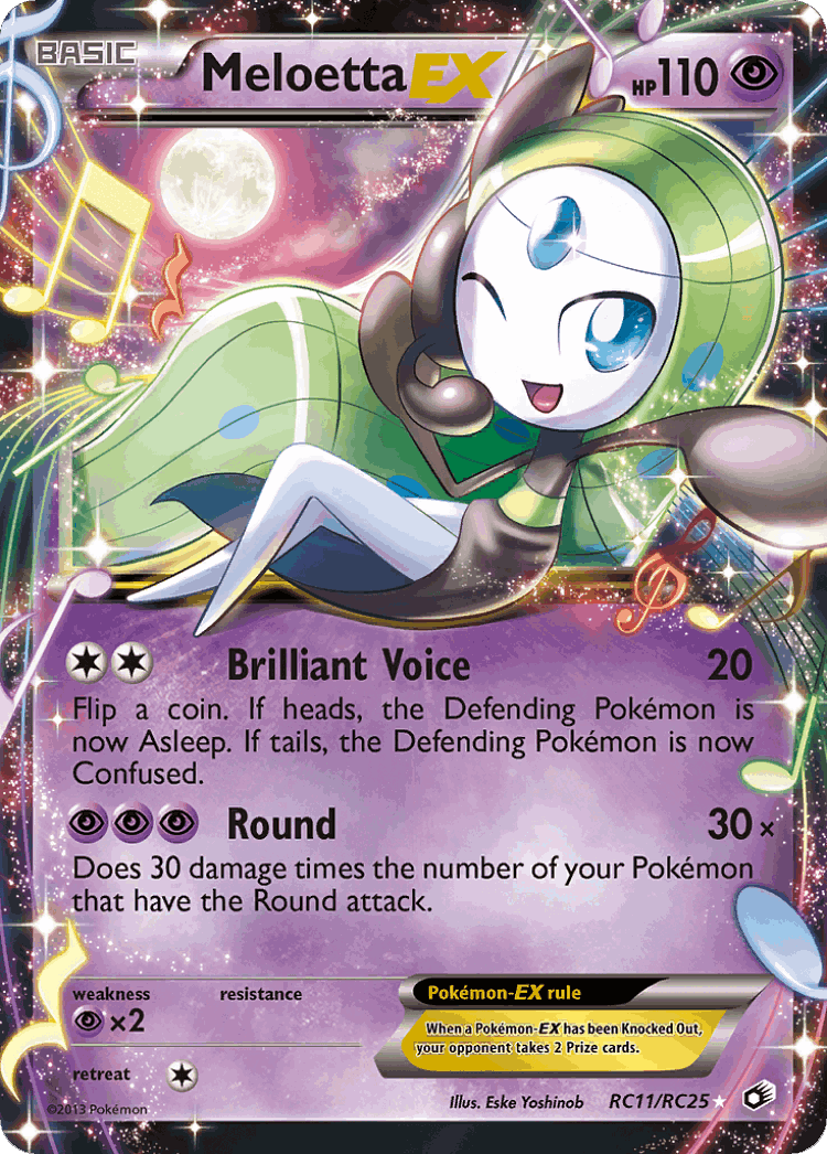 Meloetta-EX #11 from Legendary Treasures - Rare - Illustrated by Eske Yoshinob