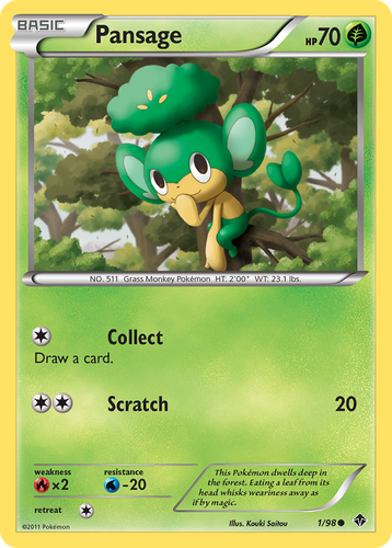 Pansage #1 from Emerging Powers - Common - Illustrated by Kouki Saitou