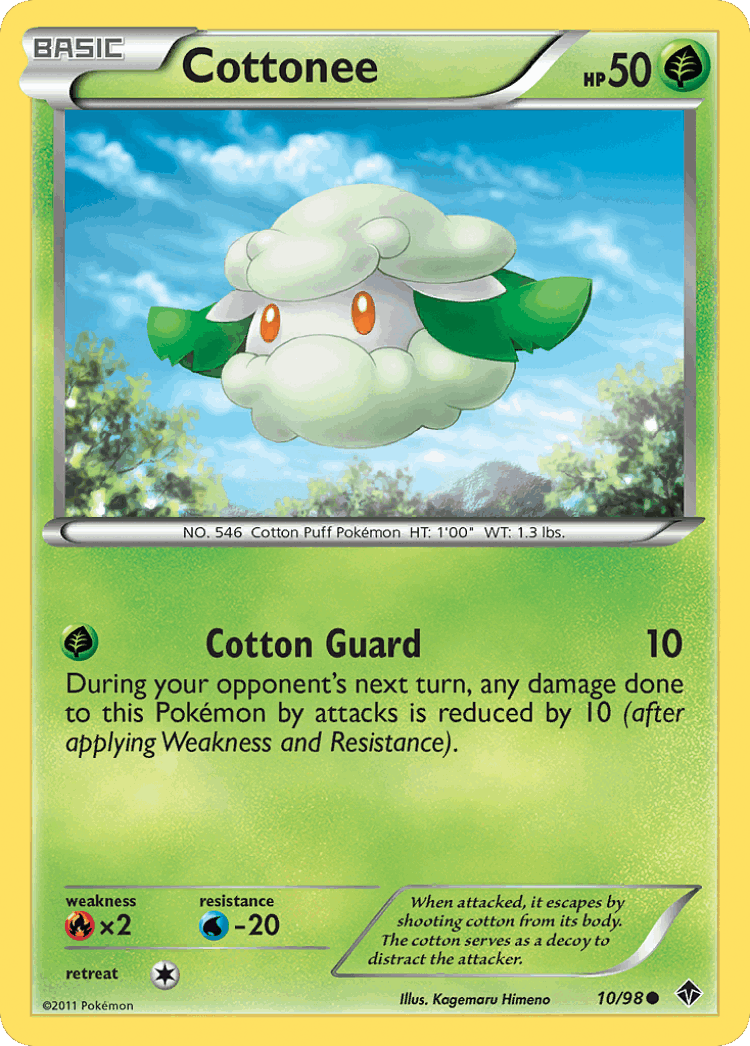Cottonee #10 from Emerging Powers - Common - Illustrated by Kagemaru Himeno